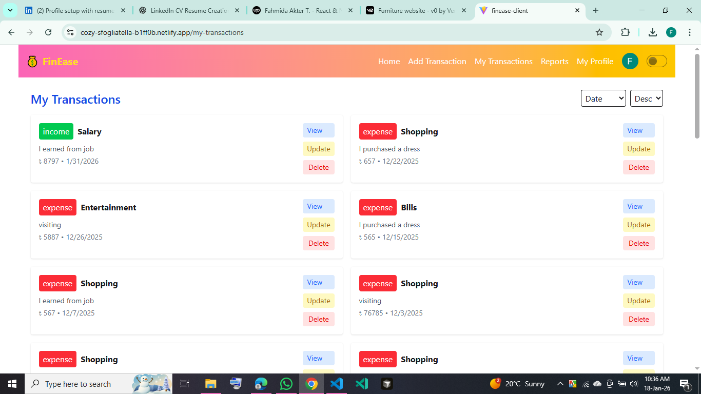 FinEase - Financial Management